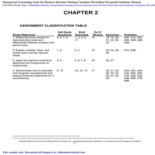 Managerial Accounting Tools for Business Decision Making Canadian 5th Edition...