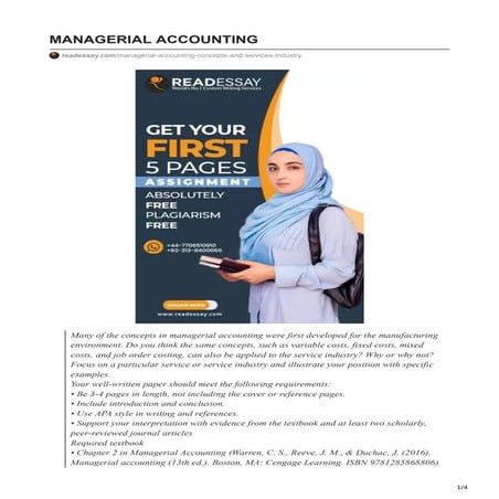Managerial accounting - read essay