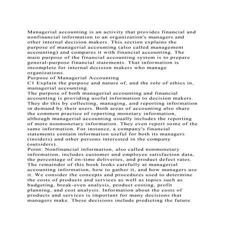 Managerial accounting is an activity that provides financial and n.docx