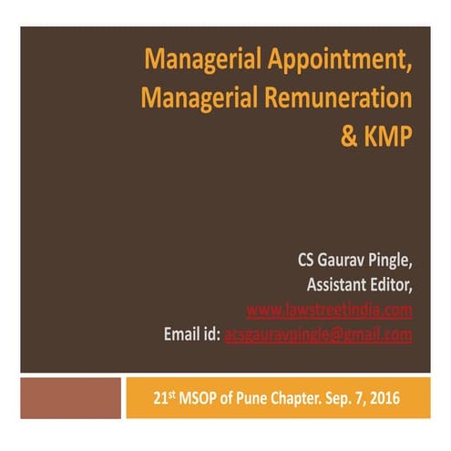 Managerial Appointment, Managerial Remuneration & KMP Appointment | PDF