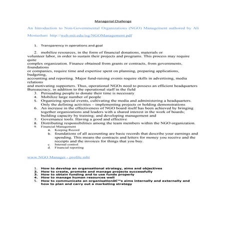 Managerial challenge