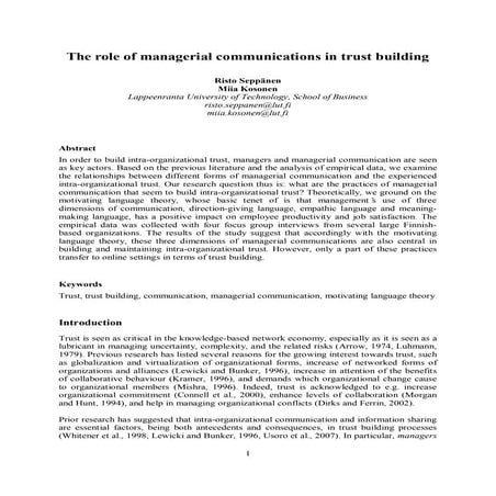 Managerial communications and trust building