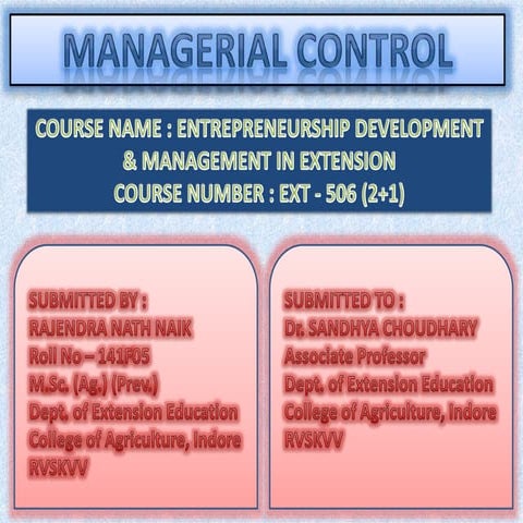 Managerial Control By Rajendra Nath Naik