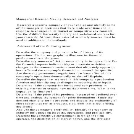 Managerial Decision Making Research and Analysis Research a sp.docx