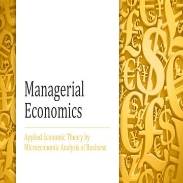 Managerial economics and tools for applied economic theory