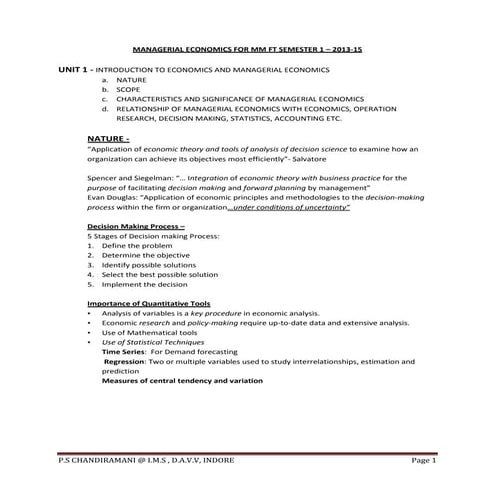 Managerial economics notes.pdf for mba students | PDF