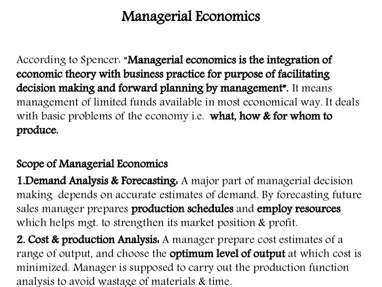 managerial and economix decision managerial and economix decision