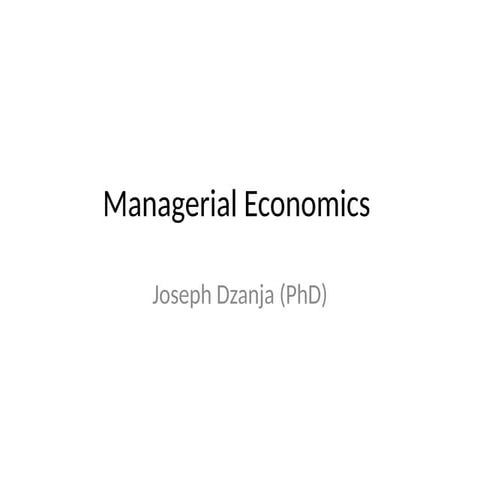 Managerial Economics for Productivity Improvement