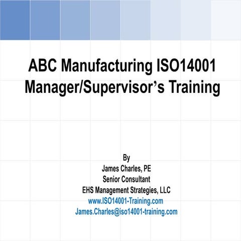 ISO 14001 Managers Training