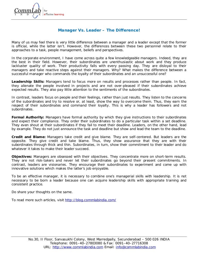 Leadership vs management essay pdf picture