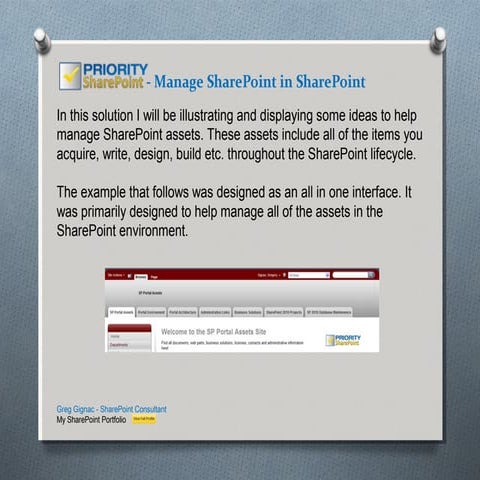 Manage SharePoint In SharePoint