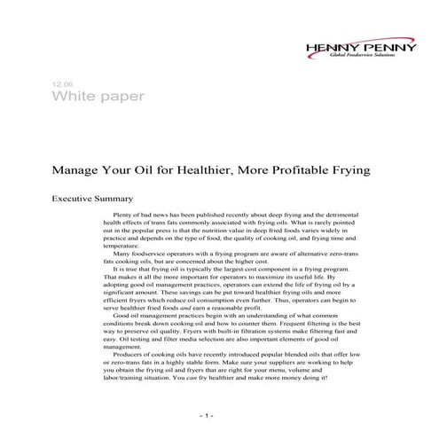 Manage Your Frying Oil