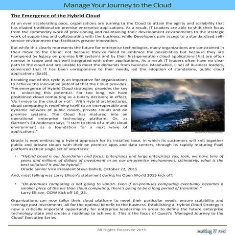 Manage your Journey to the Cloud