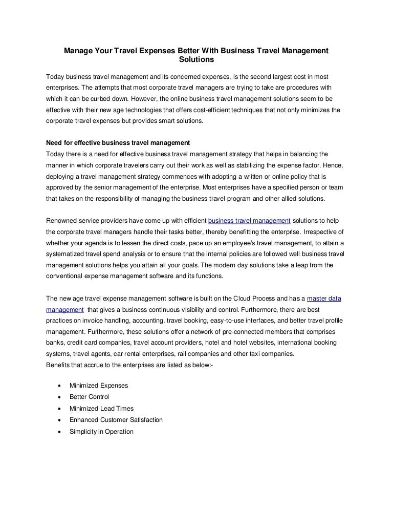 manage your travel expenses