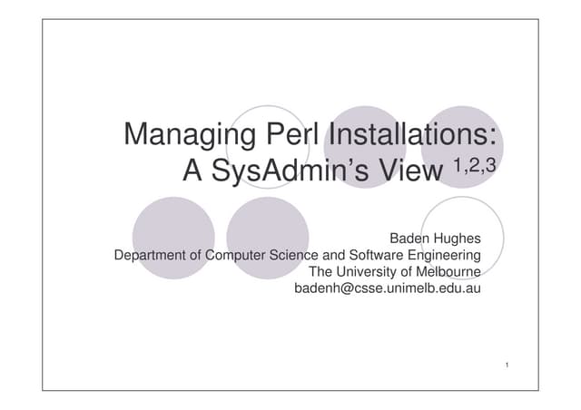 Managing Perl Installations: A SysAdmin's View