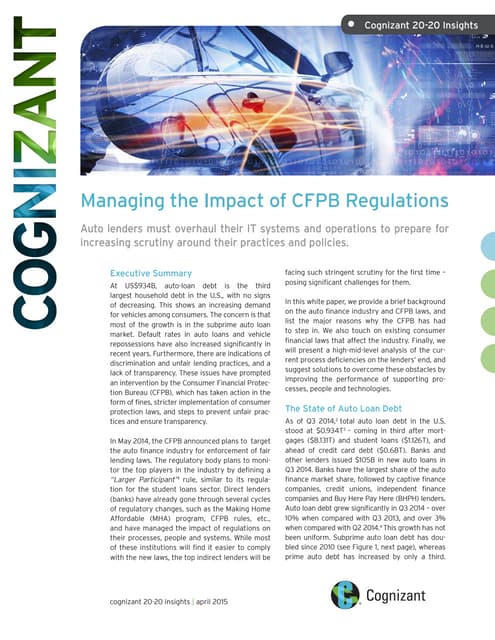 Managing the Impact of CFPB Regulations