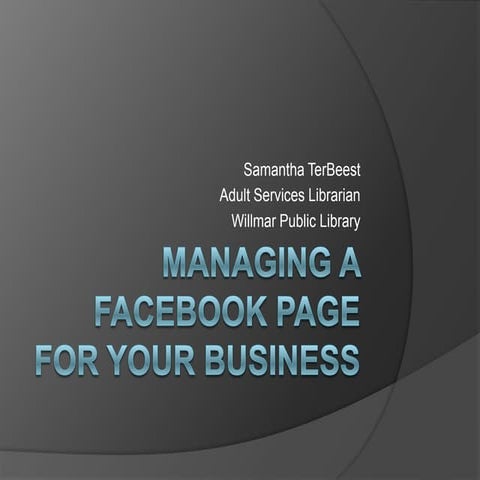 Managing a facebook page for your business