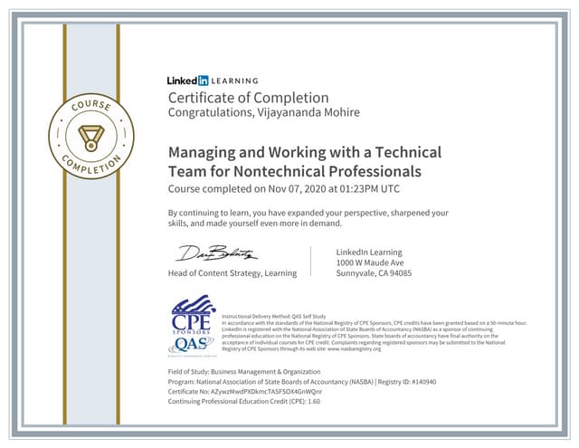 Managing and working with a technical team exam