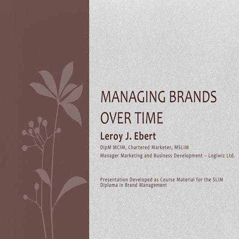 Managing brands over time Leroy J. Ebert