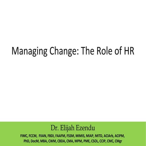 Managing Change: The Role of HR