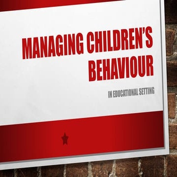 Managing children’s behaviour