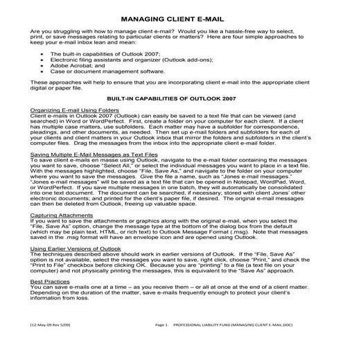 Managing Client E Mail