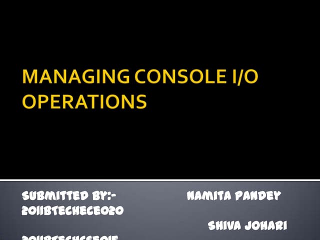 Managing console
