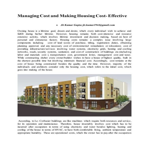 Managing Cost and Making Housing Cost - Copy.docx