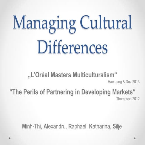 Managing Cultural Differences
