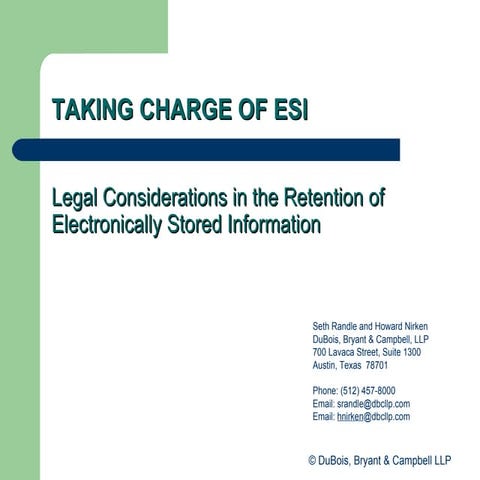 Managing Electronically Stored Information