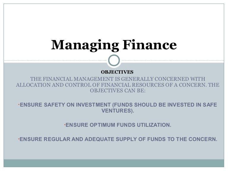 Managing finance