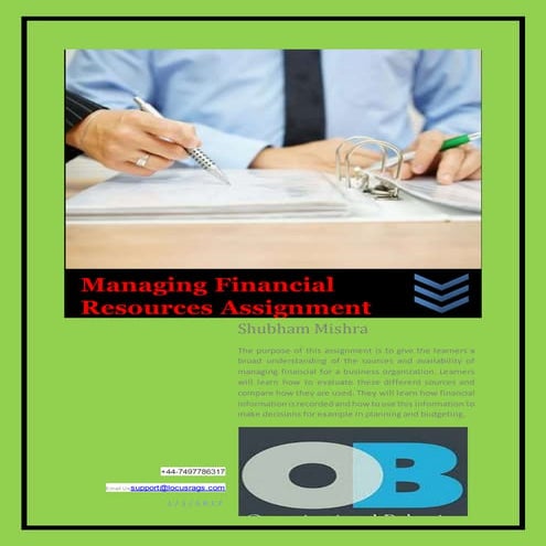 Managing financial resources assignment