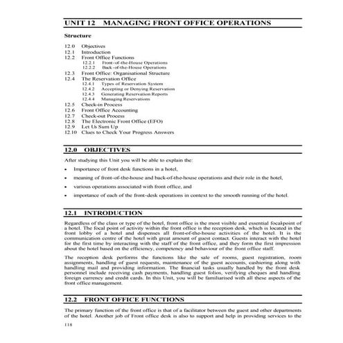 Managing front office operations