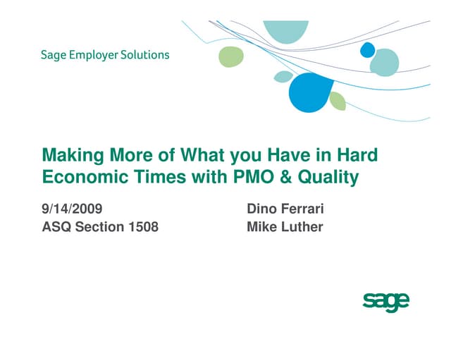Managing Hard Times With Quality & Project Management