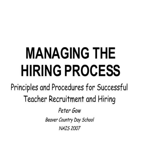 Recruiting and Hiring Independent School Teachers