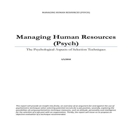 Managing human resources (psych)