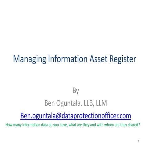 Managing Information Asset Register