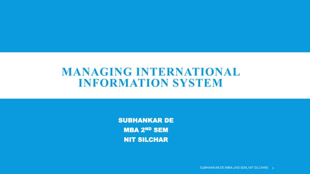 Managing international information system