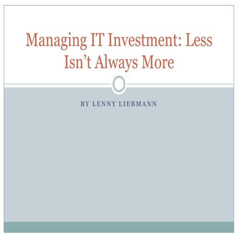 Managing IT Investment