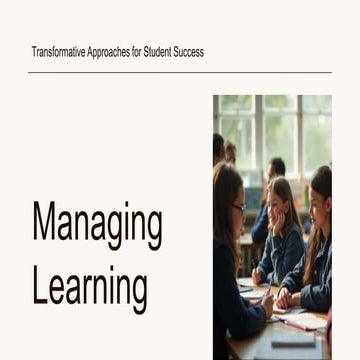 How to Manage Learning and Studying: A Transformative Perspective