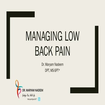 Physiotherapy Management of Low Back Pain