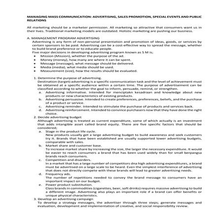 Managing mass communication