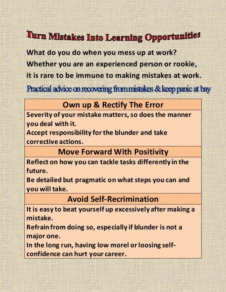 Turn Mistakes Into learning Opportunities