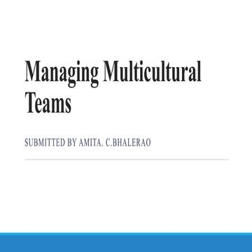 Managing multicultural teams