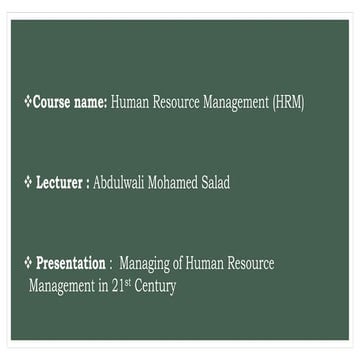 Managing of HRM in 21st century