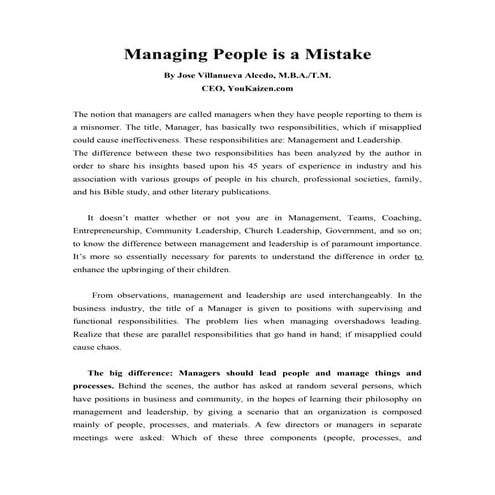 Managing people is a mistake