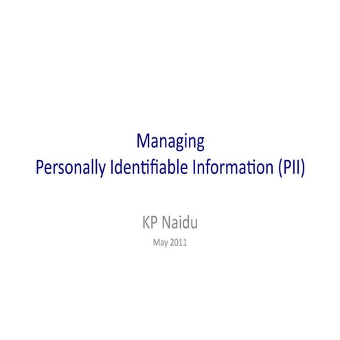 Managing Personally Identifiable Information (PII)