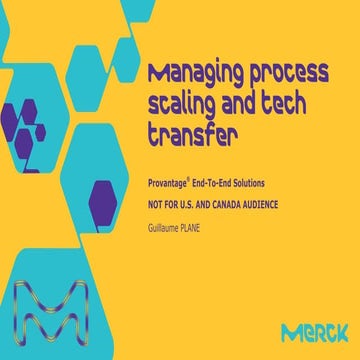 Managing Process Scale-up and Tech Transfer 