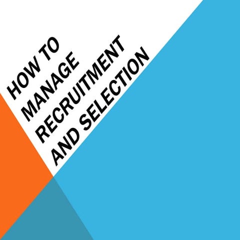 Managing Recruitment - how to manage recruitmen and selection