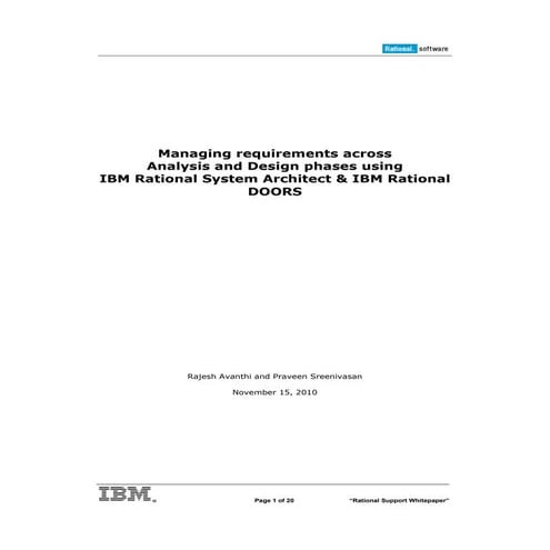 Managing requirements across Analysis and Design phases using System Architec...